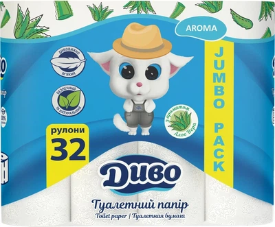 Туалетний папір Диво Aroma Алое Вера 2 шари 32 рулони