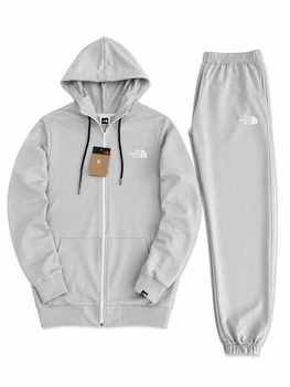 Весняно-осінньо-літній Костюм (бавовна) The North Face, чоловічий, зіп худі-штани, сірий, розмір XL