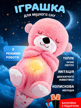 Детская мягкая интерактивная игрушка выдра ночник музыкальный для сна с дыханием и подсветкой,батарейки в наличии