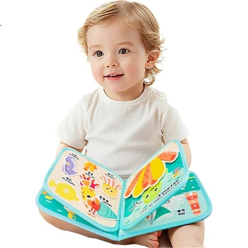 Тканевая книжка-грызунок Jollybaby, устойчивая к разрывам, на липучке, для малышей, «Сокровища океана»