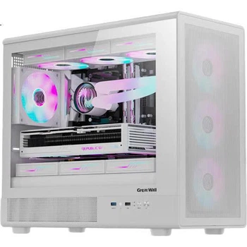Компьютерный корпус Great Wall M2W PRO, белый, скрытая панель, боковая стеклянная панель, водяное охлаждение 360 мм, 12 мест для вентиляторов