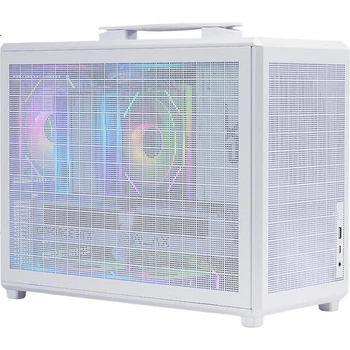 Корпус SAMA Quzao 3 Type-C белого цвета, настольный, портативный, формата Matx, с четырехсторонней сеткой, 5 позициями для вентиляторов, охлаждением ≤160 мм, видеокартой 350 мм и блоком питания ATX.