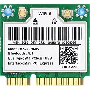 Бездротова мережева карта EB-LINK Intel AX200 для ноутбука, інтерфейс Mini-Pcie 3000M, дводіапазонна мережева карта WiFi6 Gigabit, Bluetooth 5.1, внутрішній модуль комп'ютера