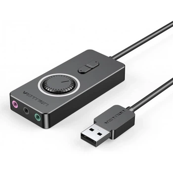 Звукова картка USB Vention Audio USB-3.5мм 0.15m Volume Control (OMTP-CTIA) Black (CDRBB)