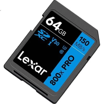 Карта памяти Lexar SD 64 ГБ, скорость чтения 150 МБ/с, U3 V30, карта памяти начального уровня для фотоаппаратов, высокая скорость, удобная съемка (800x PRO)
