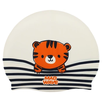 Шапочка для плавания детская M-D Junior TIGER (силикон, белый) (M057315_Белый)