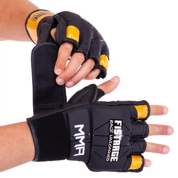 Перчатки для смешанных единоборств MMA FLEX FISTRAGE VL-4300_Черный-золотой_XL