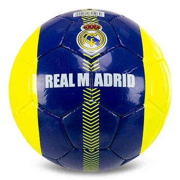 Мяч футбольный №5 ламинированный сшит вручную BALLONSTAR REAL MADRID CRYSTAL FB-7959 Синий‑жёлтый