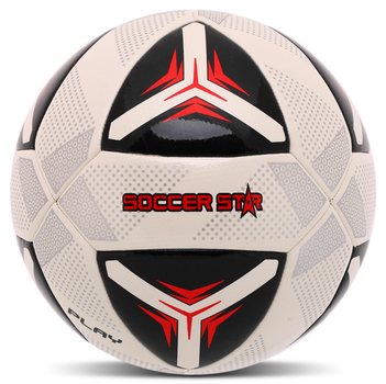 Мяч футбольный №5 PU ламинированный гибридная сшивка HYBRID SOCCER STAR FB-4471_Белый-красный