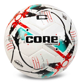 Мяч футбольный №5 PU ламинированный сшит вручную CORE COMPETITION FB-7584 Белый-бирюзовый
