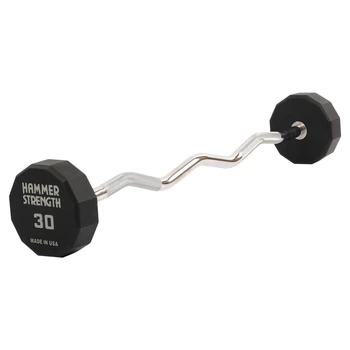 Штанга неразборная с фиксированным весом изогнутая PEV HAMMER STRENGHT TA-9978-30 30кг Серый