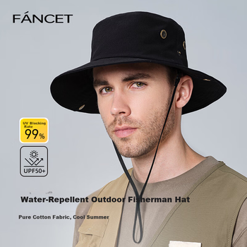 Панама FANCET мужская джинсовая с UV-защитой водоотталкивающая, размер L, черная
