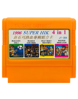 Збірник Ігор RMC Famicom Dendy 4 in 1 JY-004 Kunio-kun Nekketsu Goal 3, Basket Dunk Heroes, Ricer City Ransom (Hero Story), Kin Medal 90х TV Game Англійська Версія Тільки Картридж Б/У