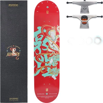 JUSTICE Boiling Point Dunhuang Skateboard Flying Series, професійний чотириколісний скейтборд Double-Kick для дорослих та жінок, Flying Red