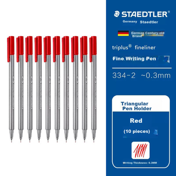 Ручка капиллярная STAEDTLER 334-2 линер 0.3 мм на водной основе, красная, 10 шт