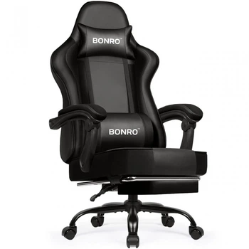 Крісло офісне з підставкою для ніг Bonro B-059 чорне (42412137)