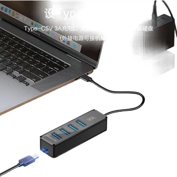 Хаб Chuanyu USB Type-C 3.2 Gen2 на 4 порти, 10 Гбіт/с, з живленням Type-C