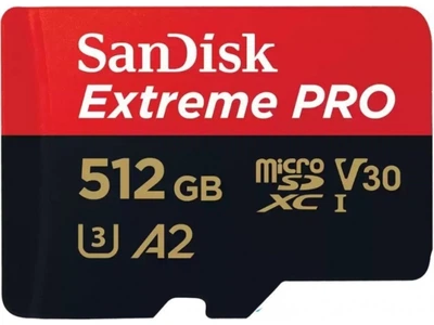 Карта памяти SanDisk microSD 512GB C10 UHS-I U3 Extreme Pro V30+SD (SDSQXCD-512G-GN6MA)