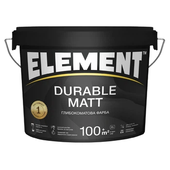 Фарба інтер`єрна ELEMENT Durable Matt глибокоматова база А біла 9 л