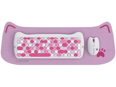 Клавіатура + миша бездротова Canyon HSET-W6 Kitty Edition Pink (CNS-HSETW6PK)