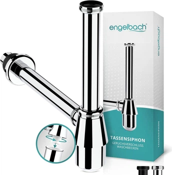 Engelbach® сифони для раковини з ревізією, універсальний пляшковий 1 1/4", з муфтою та інструкцією