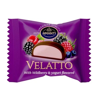 Цукерки VELATTO зі смаком лісових ягід Amanti 1кг