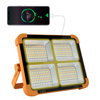 Аккумуляторный светодиодный прожектор Solar LED 100W с солнечной панелью 2400 мАч USB для дома кемпинга и туризма