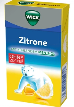 Цукерки від кашлю і болю в горлі Wick Zitrone з лимоном та ментолом 46 г