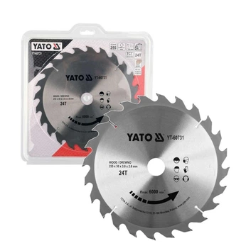 Твердосплавный пильный диск YATO YT-60731 255 мм, 24 зубца для быстрого распила древесины