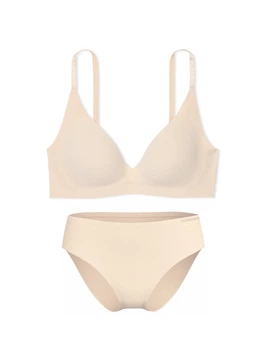 Женский комплект белья Victoria's Secret бесшовный лиф Push-Up и трусики бикини 1161234087 (Бежевый L)