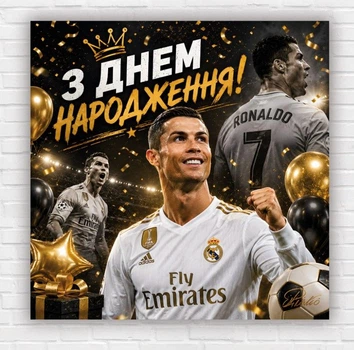 Паперовий плакат "Кріштіану Роналду. Cristiano Ronaldo. З днем народження", 100х100 см
