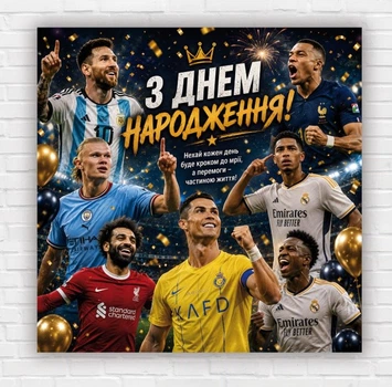 Паперовий плакат "Легенди світового футболу. Legends of World Football", 100х100 см