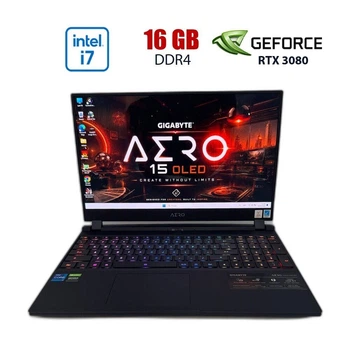 Ігровий ноутбук Б-клас Gigabyte Aero 15 OLED YD / 15.6" (1920x1080) IPS / Intel Core i7-11800H (8 (16) ядер по 1.9 - 4.6 GHz) / 16 GB DDR4 / 512 GB SSD / nVidia GeForce RTX 3080 Max-Q, 8 GB GDDR6, 256-bit / WebCam б/в