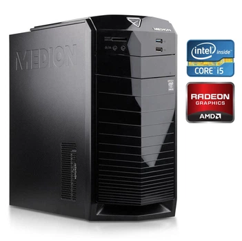 Игровой ПК Medion MT22 Tower / Intel Core i5-4590 (4 ядра по 3.3 - 3.7 GHz) / 16 GB DDR3 / 120 GB SSD + 1000 GB HDD / AMD Radeon RX 560, 4 GB GDDR5, 128-bit / DVD-RW / Win 10 Home + Кабель питания б/у