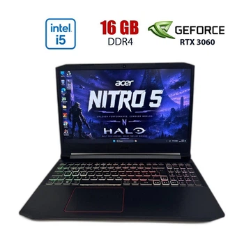 Ігровий ноутбук Б-клас Acer Nitro 5 AN515-55 / 15.6" (1920x1080) IPS / Intel Core i5-10300H (4 (8) ядер по 2.50 - 4.5 GHz) / 16 GB DDR4 / 512 GB SSD / nVidia GeForce RTX 3060, 6 GB GDDR6, 192-bit / WebCam б/в