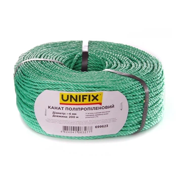 Канат поліпропіленовий 4мм 200м UNIFIX