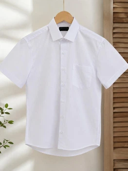 Біла сорочка для хлопців "Classic School" з коротким рукавом 128 р