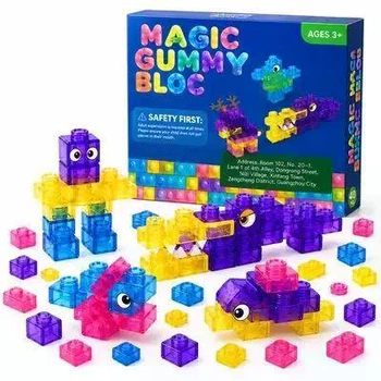 Конструктор Magic Gummy Block на 28 деталей, м'який, кольорові деталі, желейний ефект, з'єднувальні елементи