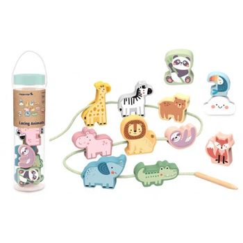 Первая шнуровка Зоопарк деревянная Tooky Toy TJ003