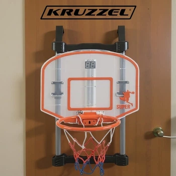 Баскетбольное кольцо Kruzzel для дверей с электронным табло набор для игры в помещении 655x430 мм с мячом и насосом