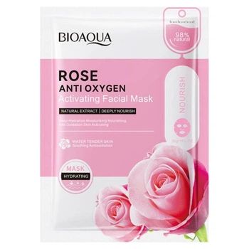 Омолаживающая тканевая маска для лица с экстрактом розы Bioaqua Rose Anti Oxygen Mask, 30 мл