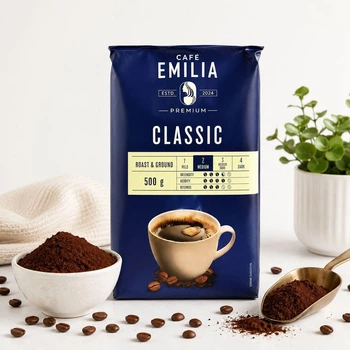 Кава мелена Café Emilia Classic Premium ground Coffee Arabica Robusta Кафе Емілія купаж Арабіки та робусти Середня обжарка 500г