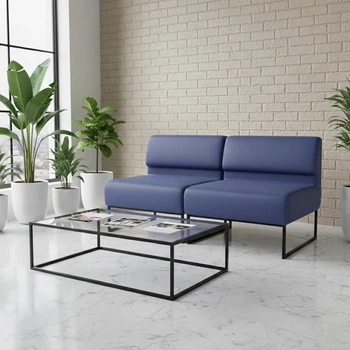 Модульний диван Lounge зі спинкою 154×77×83 см екошкіра Deep Navy