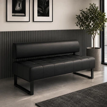 Диван Office зі спинкою 155×65×75 см екошкіра Midnight Black