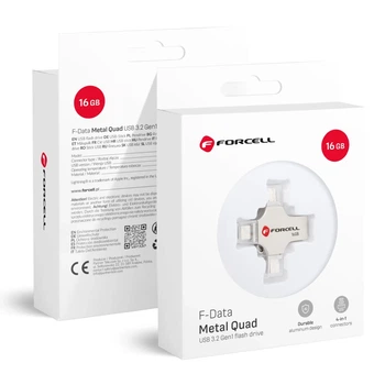 Флешка 16GB USB 3.2 Gen 1 Forcell F-Data Metal Quad Silver (5903396391767)