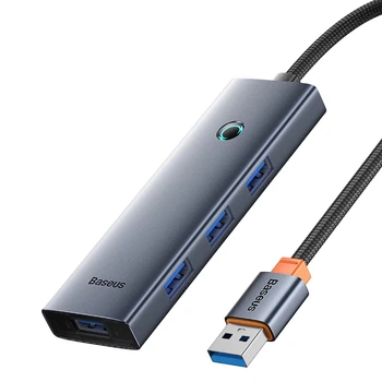 USB-хаб Baseus UltraJoy Series 4xUSB-A 3.0 1xUSB-C 5V 50cm Grey (6932172653217)