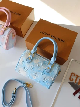 Сумка жіноча Louis Vuitton Speedy 20 блакитна денім Луі Вітон (163)