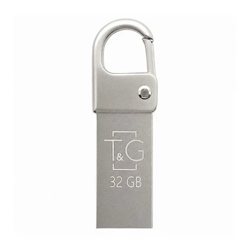 Флеш-память USB 32GB T&G Metal USB 2.0 с карабином моноблок серебристая