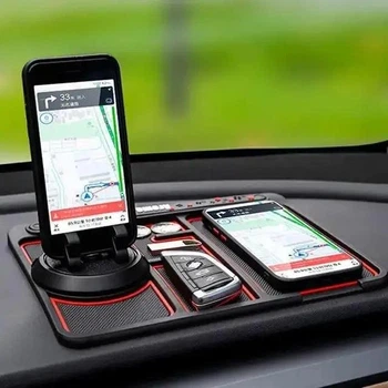 Коврик автомобильный противоскользящий 360° с держателем для телефона и мелких вещей