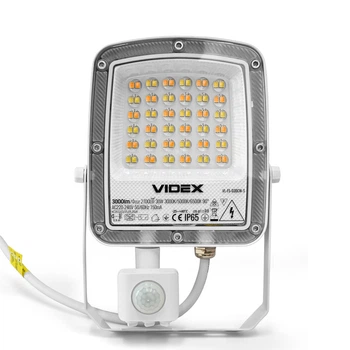 Светодиодный прожектор F5 VIDEX 30W 3000/5000/6500K с датчиком движения и регулировкой цветности 3000 Lm White 220V